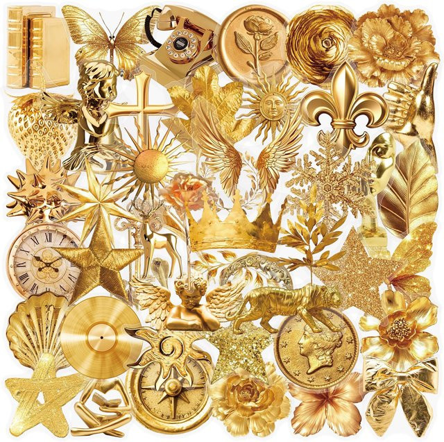 GOGOTU Graffiti-Aufkleber, Gold, Transparent, 50-teiliges Set - Bild 1
