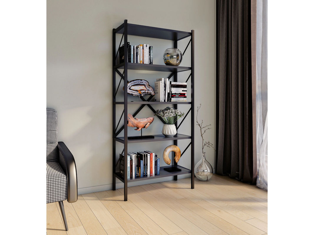 VCM Standregal Insasi aus Holz und Metall im Industrial Design, Anthrazit, B/T/H: 66 x 34 x 160 cm - Bild 4