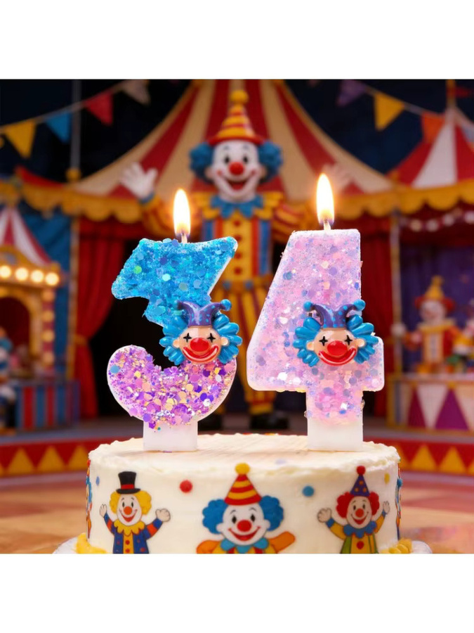 Potdemiel Clown Zirkus Zahlenkerzen für Kindergeburtstage in Mehrfarbig - Bild 3