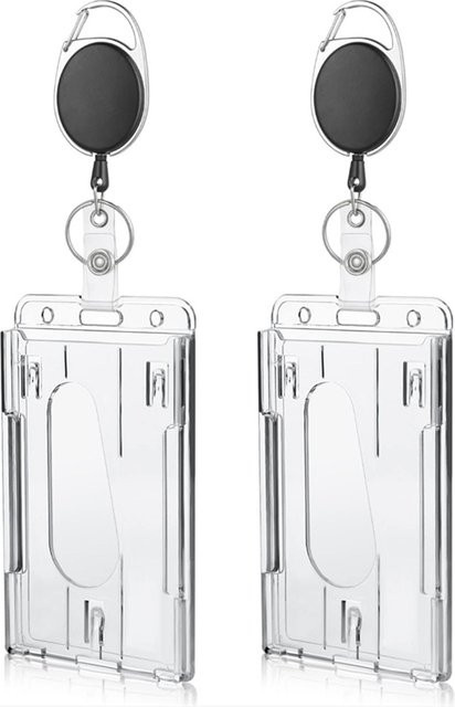 Transparenter Kartenhalter aus Kunststoff in Weiß, einziehbar und kratzfest, ideal für Studentenausweise, Büroausweise, Bankkarten oder Mitarbeiterausweise - Bild 1