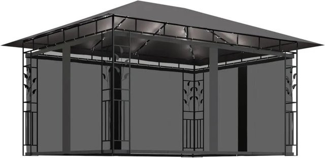 vidaXL Pavillon mit Moskitonetz und LED-Lichterkette in Anthrazit, B/T/H: 4 x 3 x 2,73 m - Bild 2