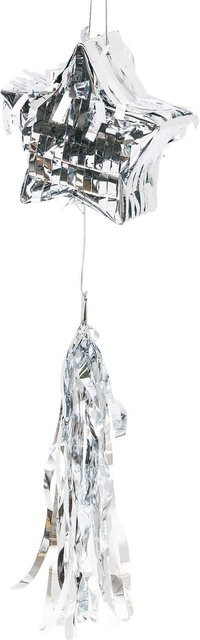 Rico Design Mini-Pinata Stern mit Quaste in Silber, B/T/H: 10,5 x 10,5 x 3,5 cm - Bild 1