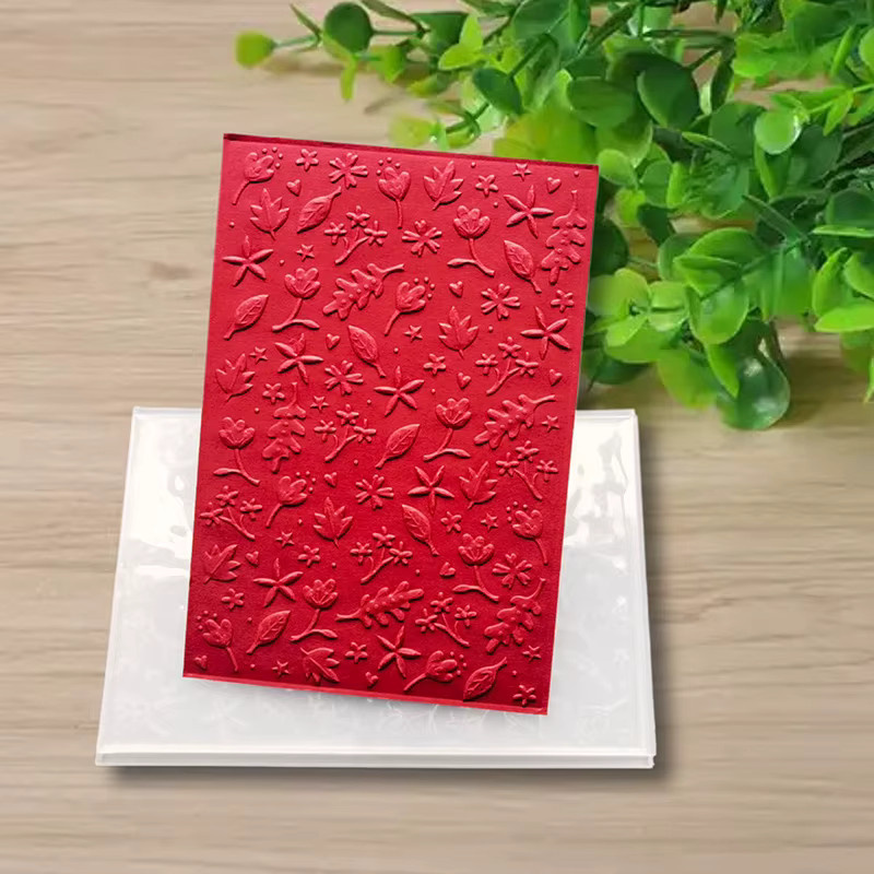 3D-Reliefmappe mit Blatt- und Blumenstrukturdesign für DIY-Sammelalben und dekorative Bastelprojekte aus Karton - Bild 3
