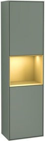 V&B Hochschrank Finion in Olivenmatt mit LED-Beleuchtung und Glasfachböden, Breite: 41,8 cm, Höhe: 151,6 cm - Bild 1