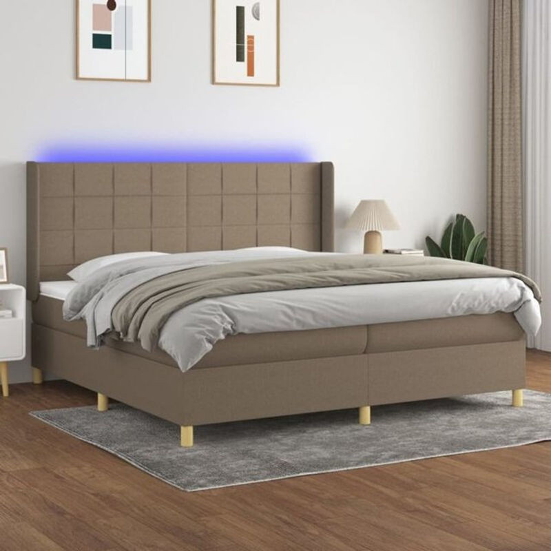 Vidaxl Boxspringbett mit Matratze in Taupe Meliert aus Stoff und Holzwerkstoff B/T: 200 x 200 cm - Bild 1