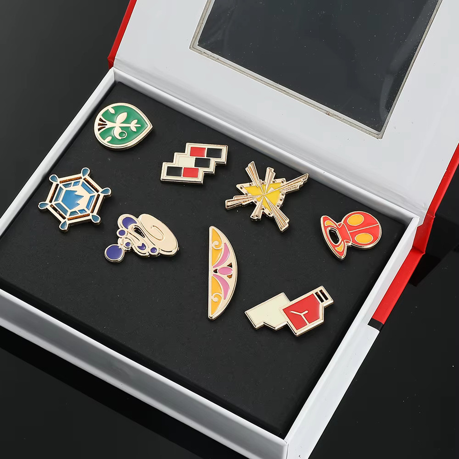 Bandai Pokémon Gym-Abzeichen Pins Broschen, 8-teiliges Set, Metall, Bunt / Mehrfarbig - Bild 3
