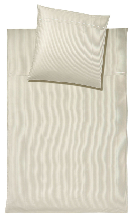 Milano 2356 Mako-Satin Bettwäsche gestreift in Beige mit Kissenbezug, B/H: 155 x 220 cm und 80 x 80 cm - Bild 1