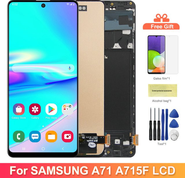 Samsung Galaxy A71 A715 LCD Display mit Rahmen in Schwarz als Ersatzbildschirm mit Digital Touch Screen - Bild 1