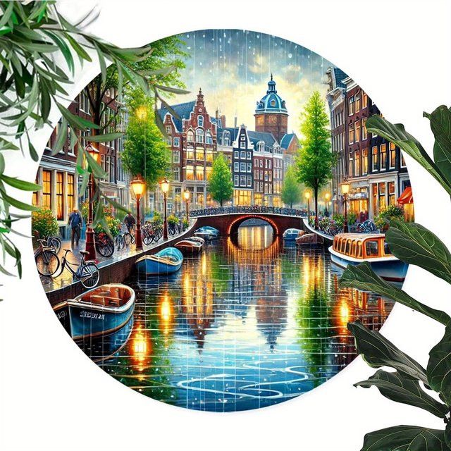 Amsterdam Canal Rundes Metall-Eisen-Schild von Potdemiel, Multicolor, Durchmesser: 20,32 cm - Bild 1