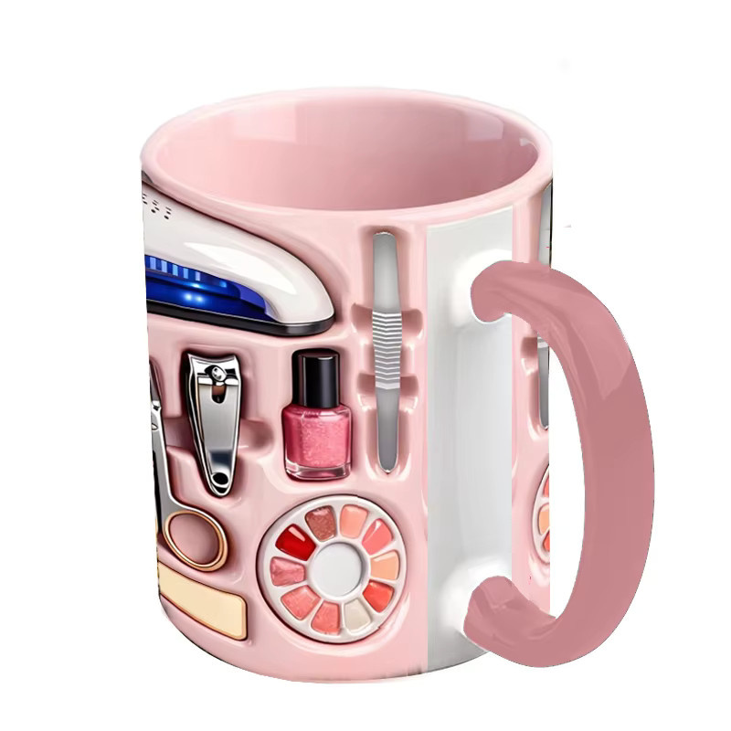 Personalisierte Keramiktasse Light Magic für Nageldesigner in Weiß und Pink - Bild 3
