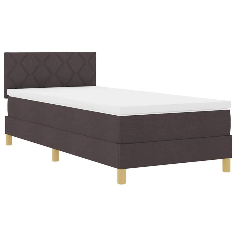 vidaXL LED Boxspringbett mit Matratze Dunkelbraun B/T/H: 90 x 200 x 163 cm mit USB-Anschluss und Unterbettbeleuchtung - Bild 2