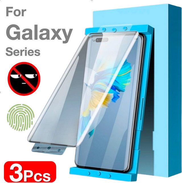 3er-Pack Displayschutzfolie aus nicht gehärtetem Glas für Samsung Galaxy S25 S24 S23 S22 S21 S20 S10 S9 S8 Ultra Plus Note 20 10 9 8, transparent, inklusive Montage-Kit - Bild 1