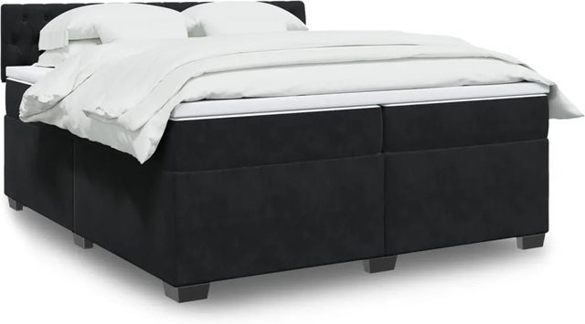 vidaXL Boxspringbett mit Matratze in Schwarz aus Samt mit USB-Ladeport und Unterbettbeleuchtung, B/T: 200 x 200 cm - Bild 1