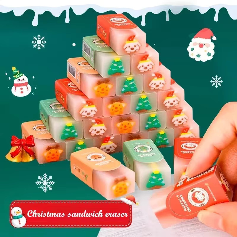 TWBEB Weihnachtliche Sandwich Radiergummis für Kinder in Mehrfarbig als Weihnachtsgeschenk - Bild 2