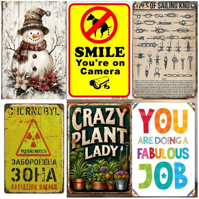 Potdemiel Wanddekoration aus Metall im Weihnachtsdesign, rechteckiges Blechschild, B/H: 30 x 20 cm - Bild 1