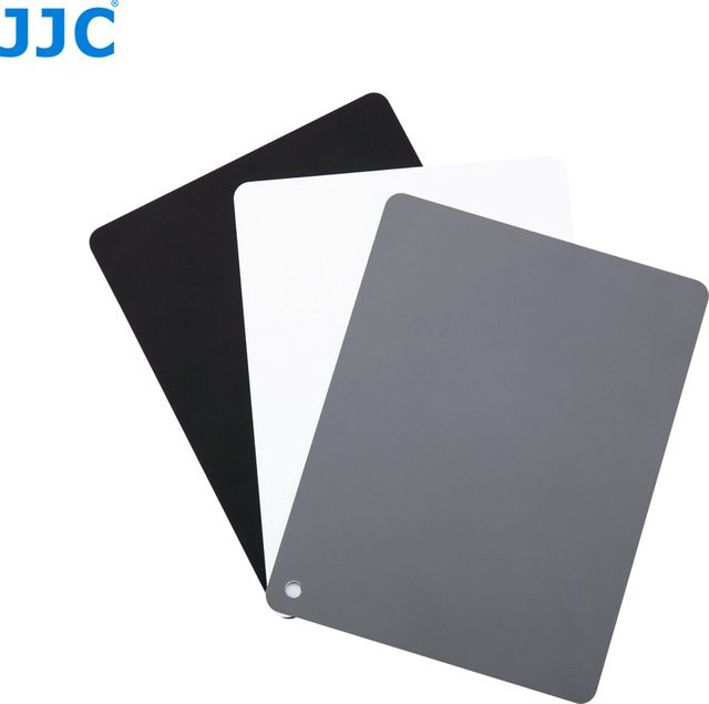 JJC Balance-Kartenset aus PVC in Weiß mit 18 % neutraler Graukarte, weißer Karte und schwarzer Karte für perfekte Farbbalance, B/H: 10,16 x 13,21 cm - Bild 1