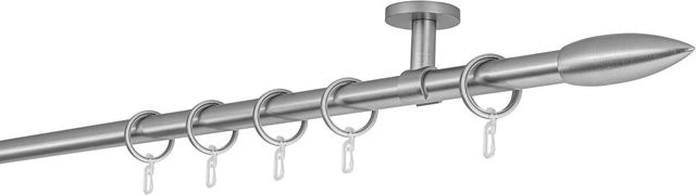 ONDECO Deckenträger Classic 1-läufiges Rohr mit Cardo-Endstück in Edelstahl-Optik, Länge: 380 cm, Durchmesser: 20 mm - Bild 1