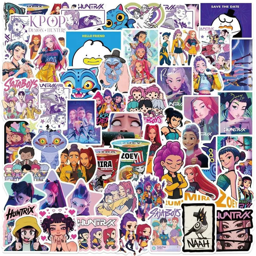 60-teiliges KPOP Dämonenjäger HUNTR/X Cartoon Graffiti Aufkleber Set, wasserfest, mehrfarbig - Bild 2