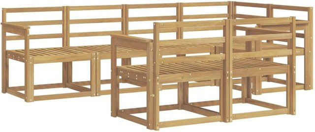vidaXL Outdoor-Sofagarnitur 7-teilig aus Massivholz Akazie in Weiß, L-Form mit Ecksofa und Armlehnen - Bild 1