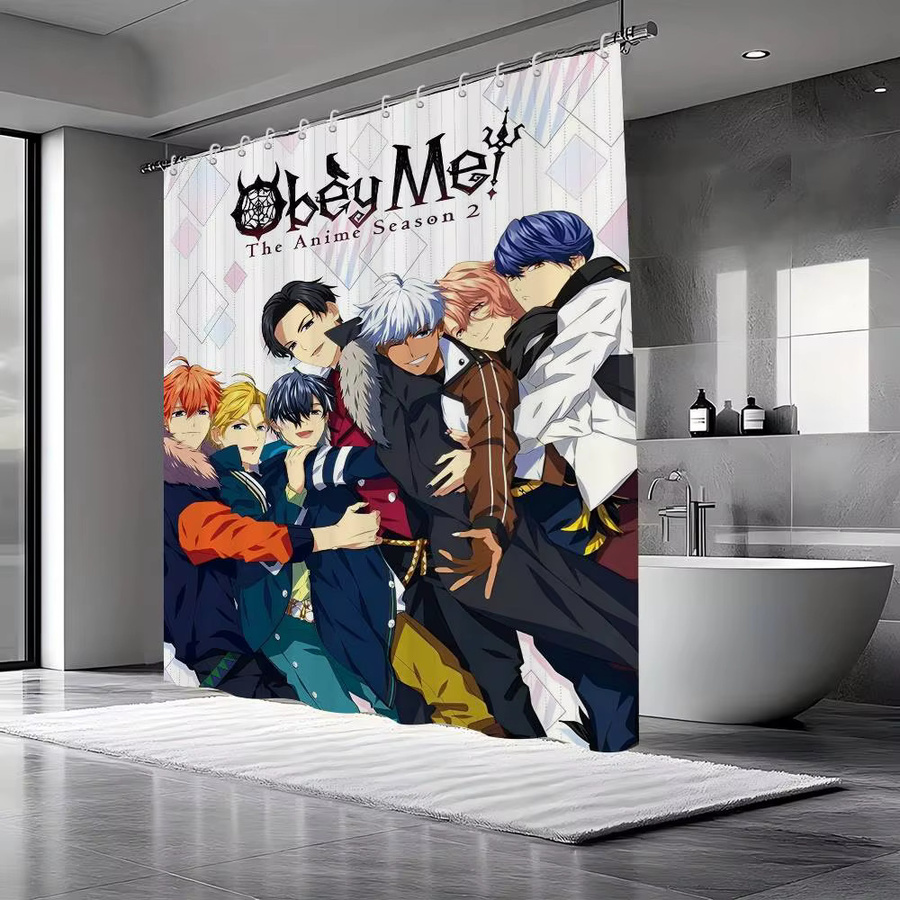 Beast Kingdom Obey Me Wasserdichter Duschvorhang aus Polyester, Mehrfarbig, B/H: 90 x 180 cm - Bild 3