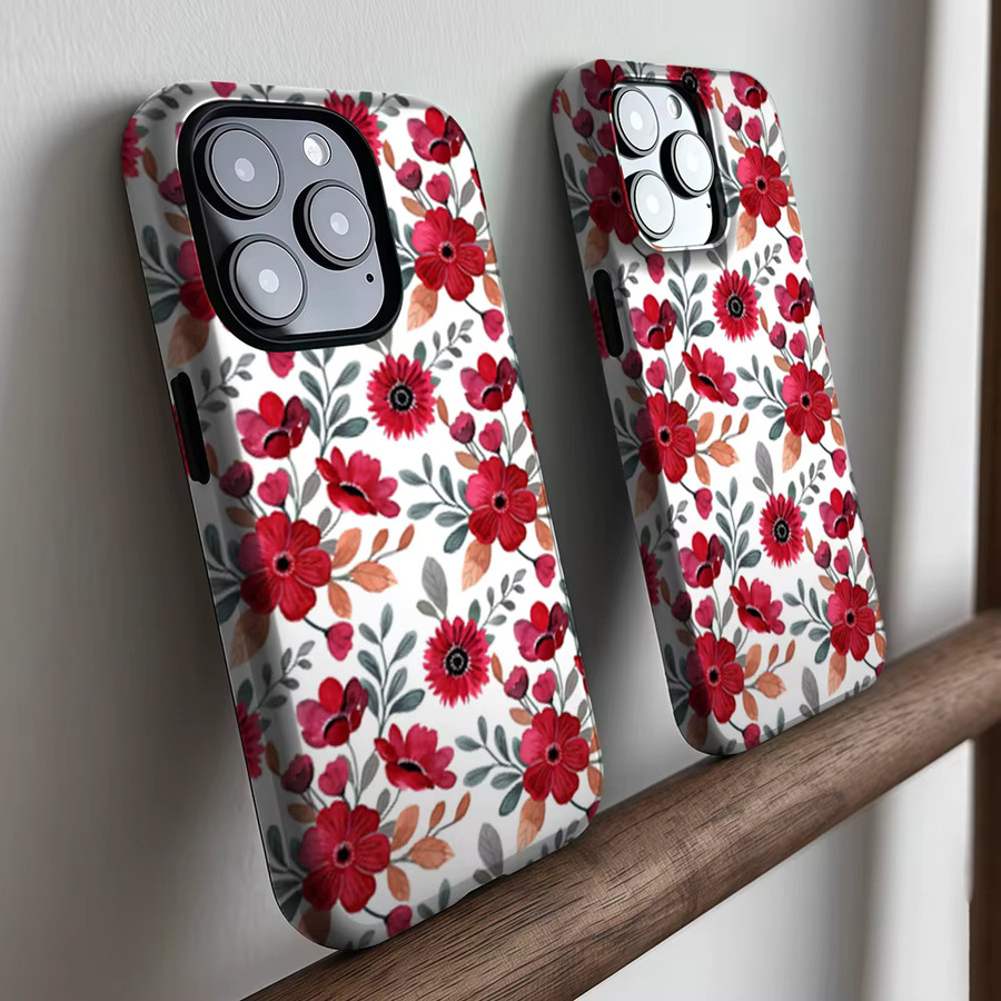CaseLumi Matte Bumper MagSafe Hülle für iPhone 17 16 15 14 13 Pro Max mit rotem Blumenmuster - Bild 2
