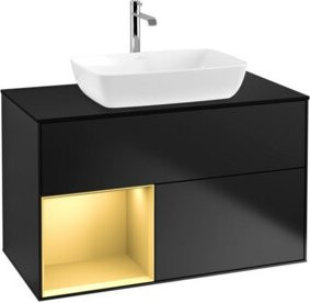 V&B Waschtischunterschrank Finion 100 mit Wandbeleuchtung in Blau lackiert, B/T/H: 100 x 50,1 x 50,1 cm - Bild 1