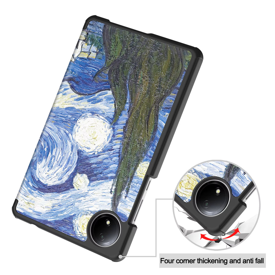 Xiaomi Redmi Pad SE 8,7 Tablet Hülle aus PU Leder mit Tri-Fold Standfunktion in Blau und Multicolour - Bild 5