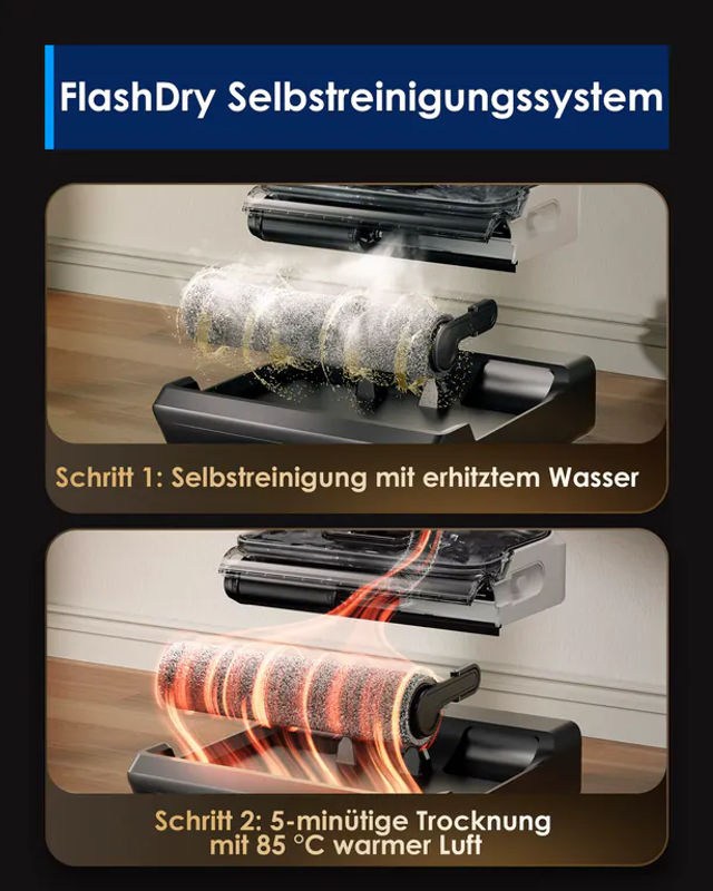 Tineco FLOOR ONE Switch S6 Stretch Breeze 2-in-1 Nass-Trockensauger in Weiß mit 60 Min. Laufzeit, 180° Lay-Flat Funktion, Selbstreinigung und Anti-Wickel-Design für Tierhaare und Polster - Bild 4