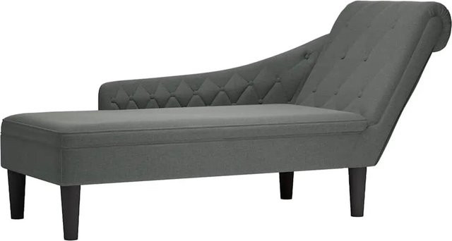 vidaXL Chaiselongue mit Kissen und rechter Armlehne in Dunkelgrau aus Stoff, B/T/H: 145 x 110 x 70 cm - Bild 1