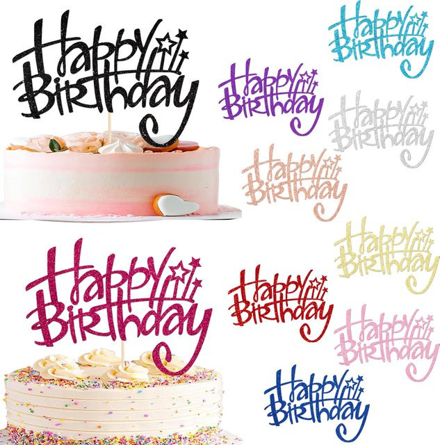 VRISE Happy Birthday Cake Topper Sternförmige Tortendekoration in Lila - Bild 1