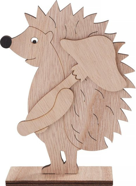 VBS Holz-Steckmotiv Igel, 3-teiliges Set in Beige für die Herbstdekoration - Bild 1