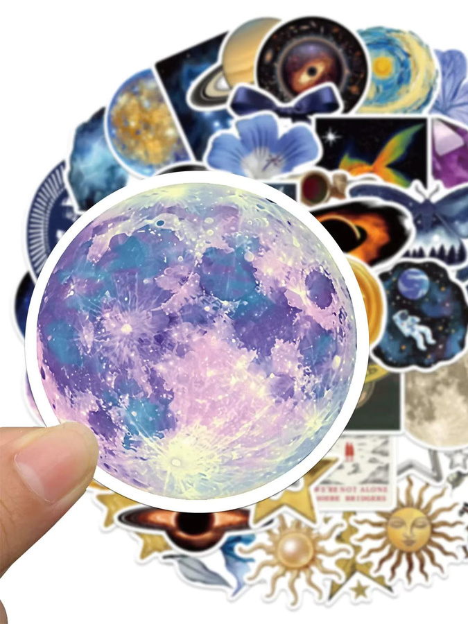 50 Stück Universum Planet Aufkleber von MRJIAANGSON in Multicolour für DIY Dekoration von Laptop, Telefon und Notebook, wasserfest und kreativ - Bild 4