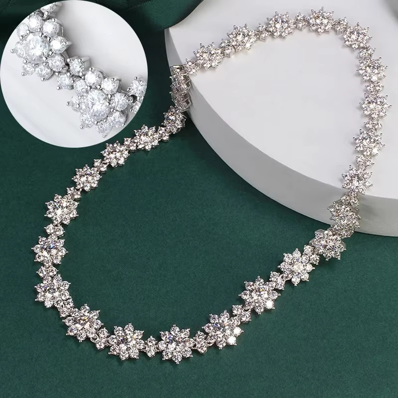NKHOG Schmuckset, Moissanit, 925 Silber, Sonnenblumen, Damen - Bild 2
