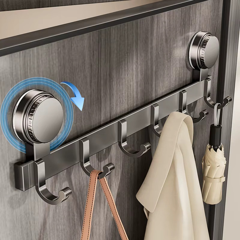 Ctzszzmm Aluminium Küchenhaken und Badezimmer-Türhänger mit starkem Saugnapf in Chrom Silber/Grau - Bild 3