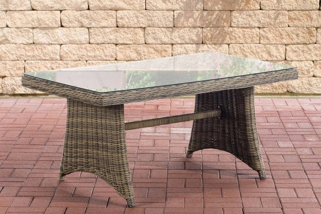 TPFGarden Gartentisch Sibell aus Polyrattan in Natur mit Glasplatte - Bild 1