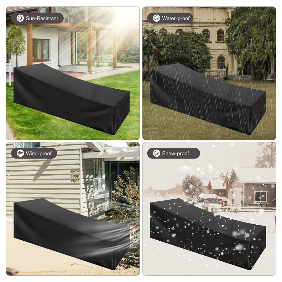 Funshot Sonnenliegen-Abdeckung aus wasserdichtem 210D Oxford Gewebe in Schwarz, B/T/H: 210 x 75 x 40 x 80 cm - Bild 6