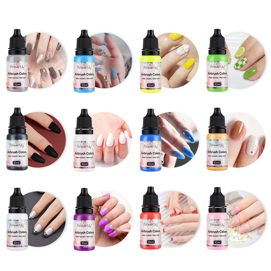 iebilif Nagellack Farbe Airbrush Nagel Tinte, 12 Stück, Unisex - Bild 2