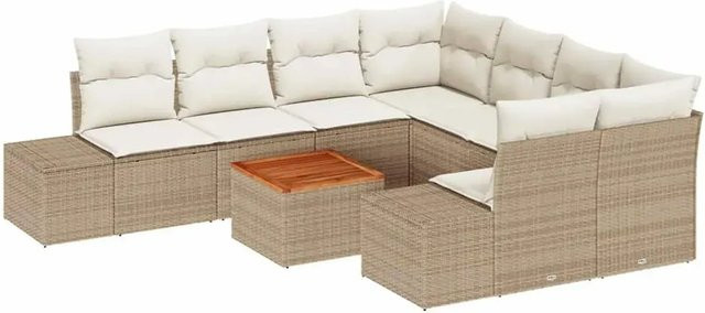 vidaXL Garten-Sofa-Set 9-teilig in Beige und Weiß - Bild 1