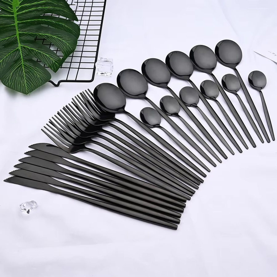 Uniturcky Besteckset aus Edelstahl in Schwarz Matt mit Messer, Gabel und Teelöffel - Bild 2