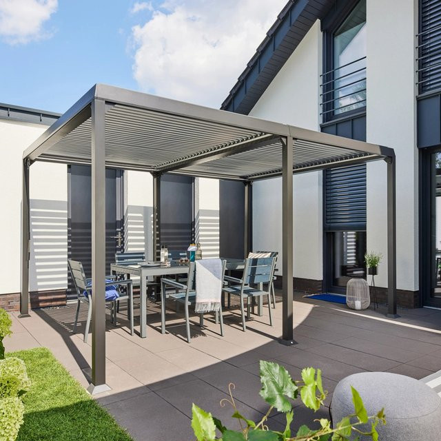 Home Deluxe Pavillon Cannes in Anthrazit mit Lamellendach und Kurbel aus Aluminium, B/T/H: 400 x 303 x 223 cm - Bild 1