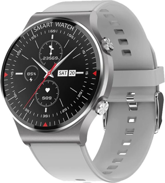 TPFNet Smart Watch Fitness Tracker IP67 für Damen und Herren mit Silikon Armband in Schwarz Silber und Grau kompatibel mit Android und iOS - Bild 1