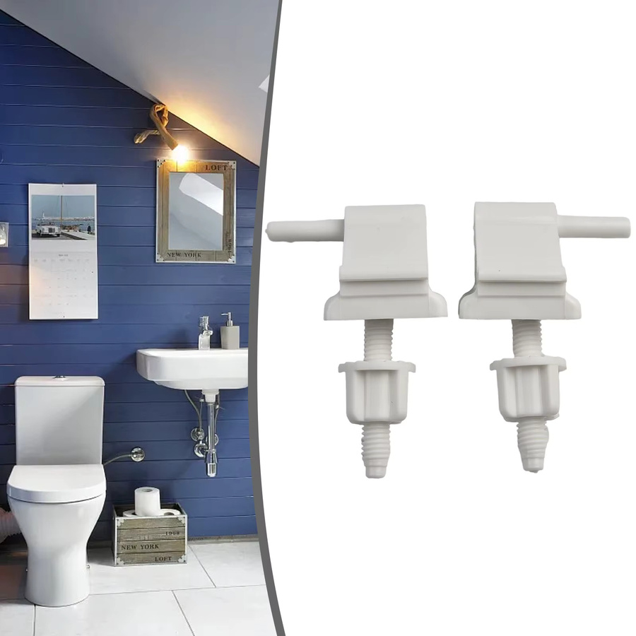 Vibratite Befestigungssatz für Toilettensitze aus weißem Nylon, 1 Paar Scharnierschrauben als Ersatzteil für Toilettendeckelscharniere - Bild 2