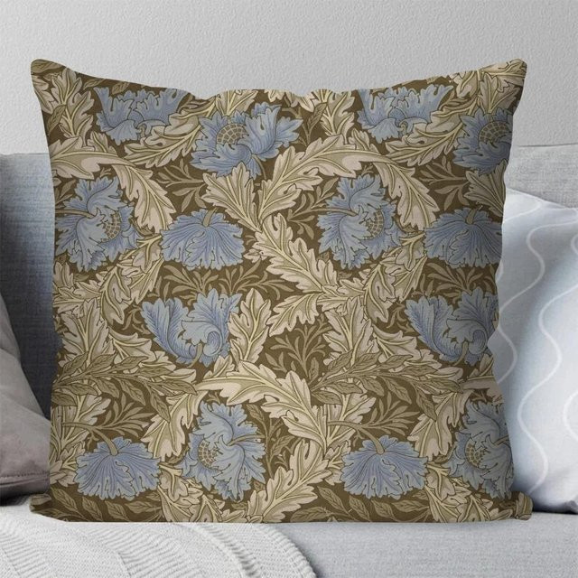 JMG Clothing Vintage Blumenkissenbezug im William Morris Stil, Botanisches Art Nouveau Design, Blau, B/B: 40 x 40 cm - Bild 1