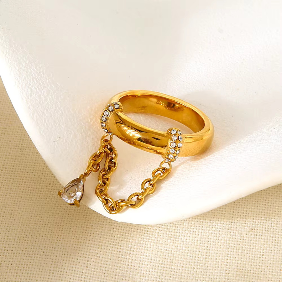 DancyFairy Kettengliederring, 18 Karat vergoldeter Edelstahl, Zirkonia, Damen - Bild 2