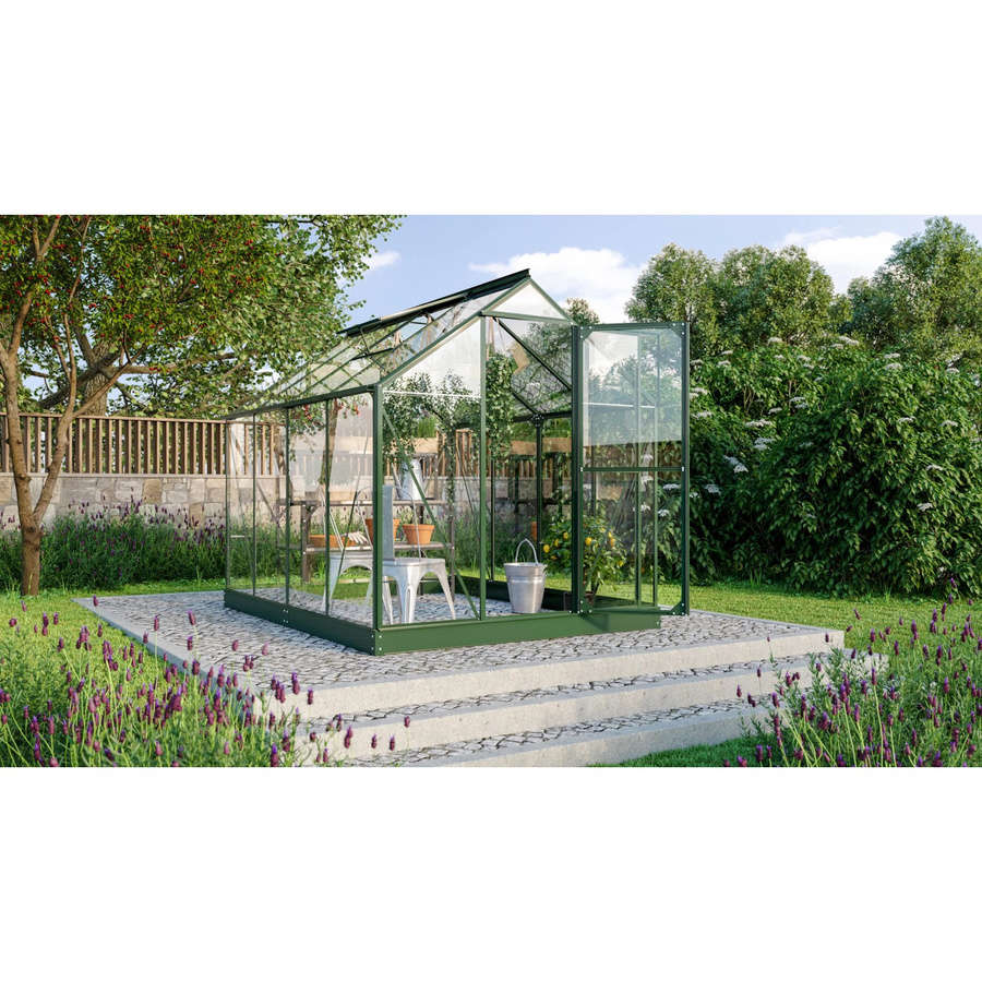 Vitavia Gewächshaus Triton 5000 ESG Smaragd Vorzugsset mit Sicherheitsglas, Stahlfundamentrahmen, Dachfenster und Regenrinnen - Bild 2