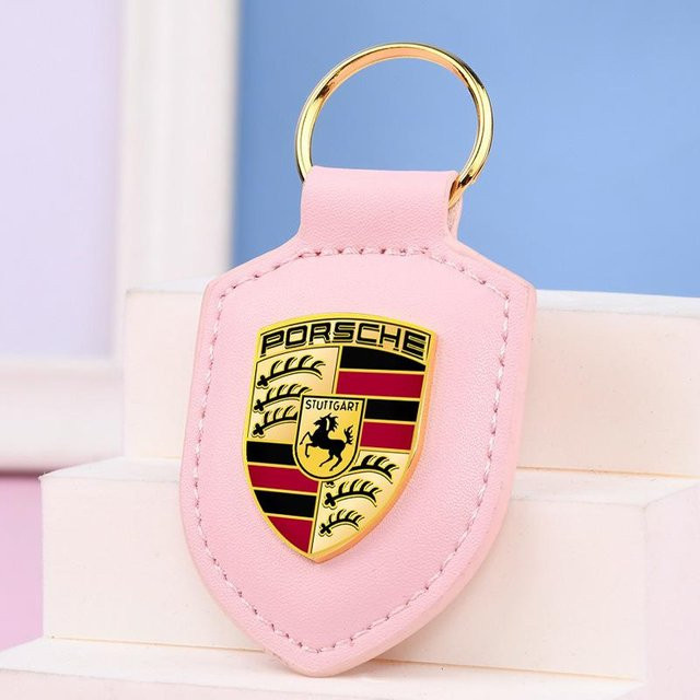 Porsche Autoschlüsselanhänger Leder, Grau, Unisex - Bild 1
