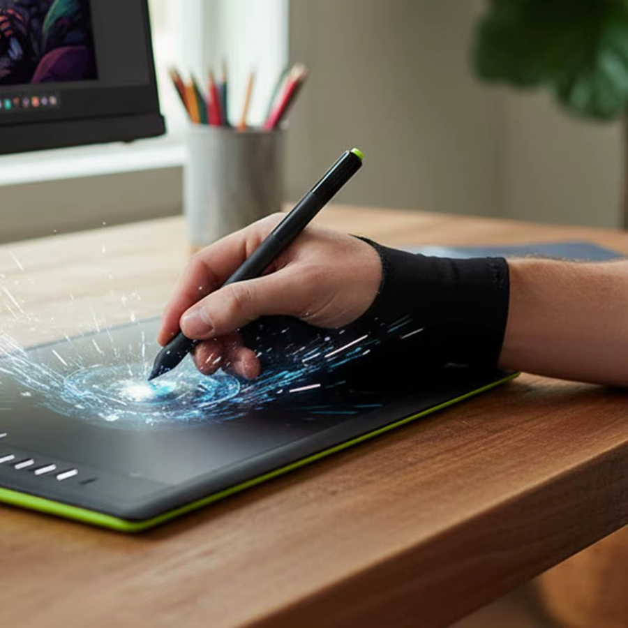 2-Finger-Anti-Touch-Handschuhe für iPad und Grafiktablett aus Nylonfaser in Schwarz - Bild 4