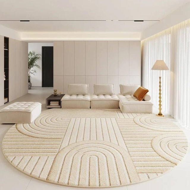 Runder Karpetti Teppich in Beige, weich und rutschfest, Durchmesser: 80 cm - Bild 1