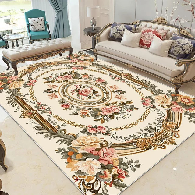 VIKAMA Blumenteppich im Retro-Stil für Wohnzimmer und Flur, Mehrfarbig - Bild 1