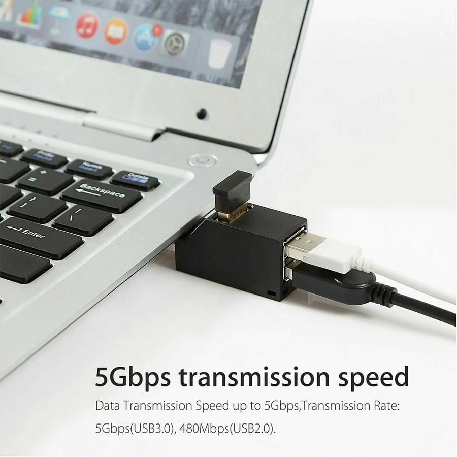 RGEEK USB-C Hub Adapter mit 3 Ports für USB 3.0 und 2.0 in Schwarz - Bild 3